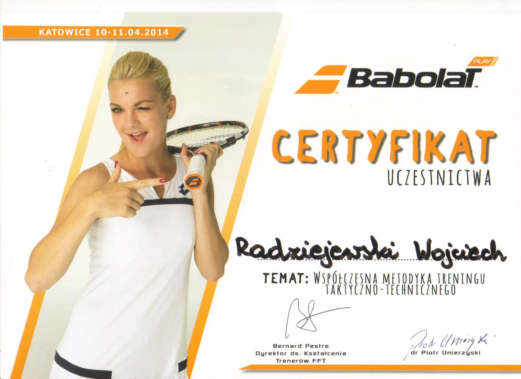 certyfikat tenis maly